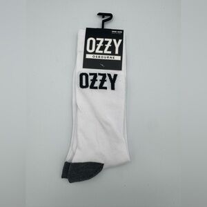 Ozzy Osbourne Crew Socks White Black Logo Men's Size One Size NWT